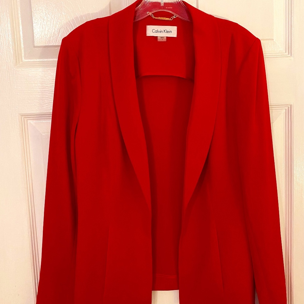 Calvin Klein Red Open Front Blazer